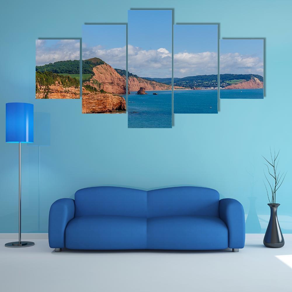 Travelling At Jurassic Coast Seaside Canvas Wall Art-5 Star-Gallery Wrap-62" x 32"-Tiaracle