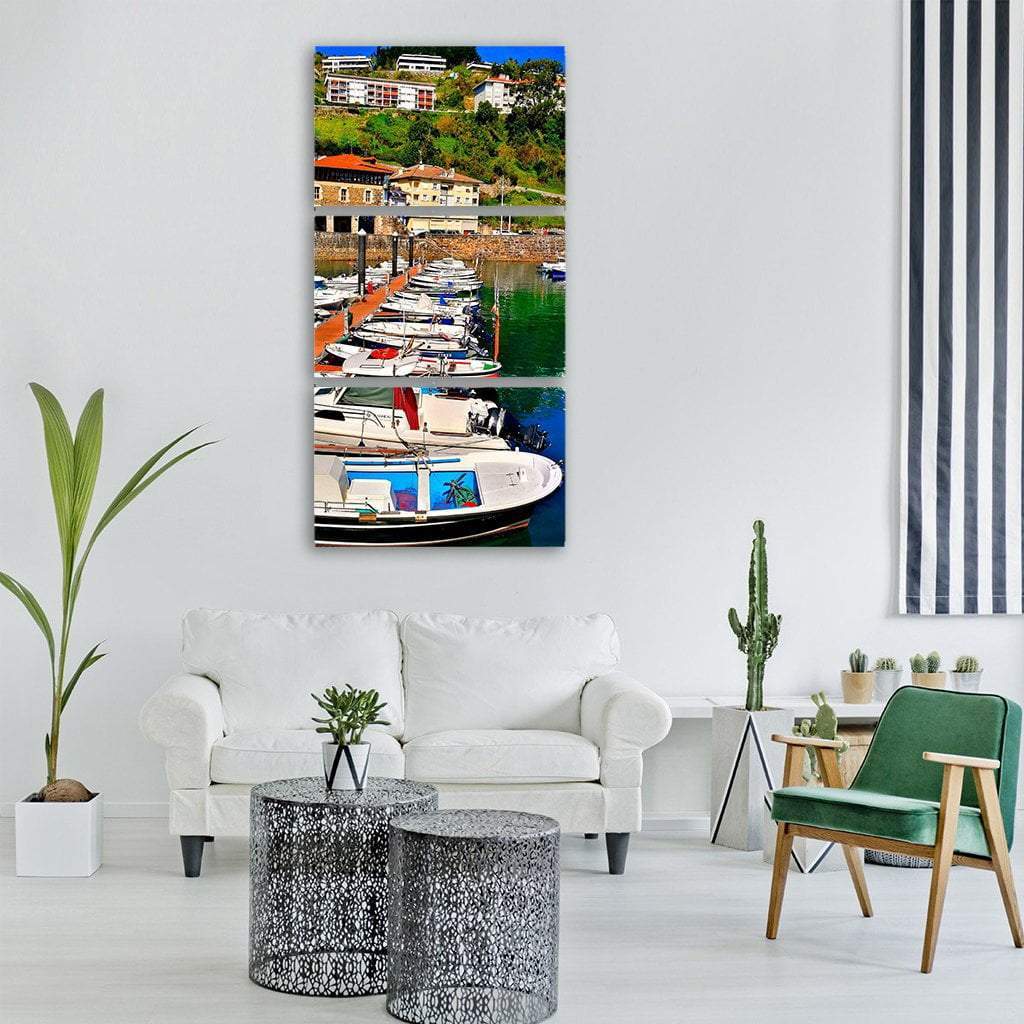 Travelling Boats In Row Vertical Canvas Wall Art-3 Vertical-Gallery Wrap-12" x 25"-Tiaracle