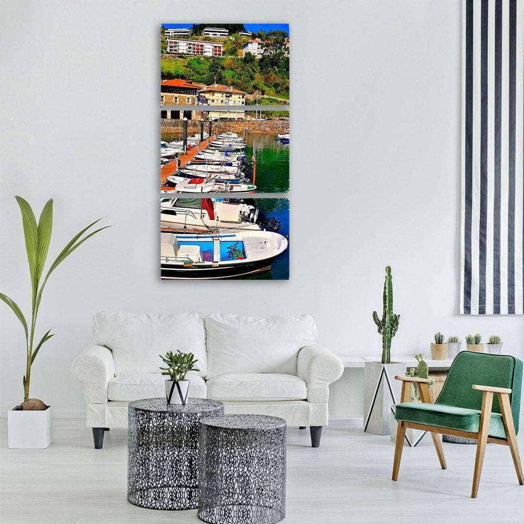 Travelling Boats In Row Vertical Canvas Wall Art-1 Vertical-Gallery Wrap-12" x 24"-Tiaracle