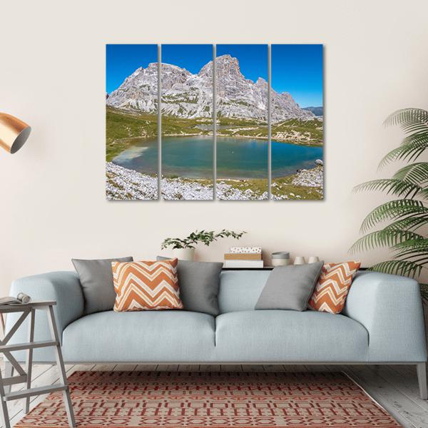 Tre Cime Lake In Dolomites In Italy Canvas Wall Art-4 Horizontal-Gallery Wrap-34" x 24"-Tiaracle