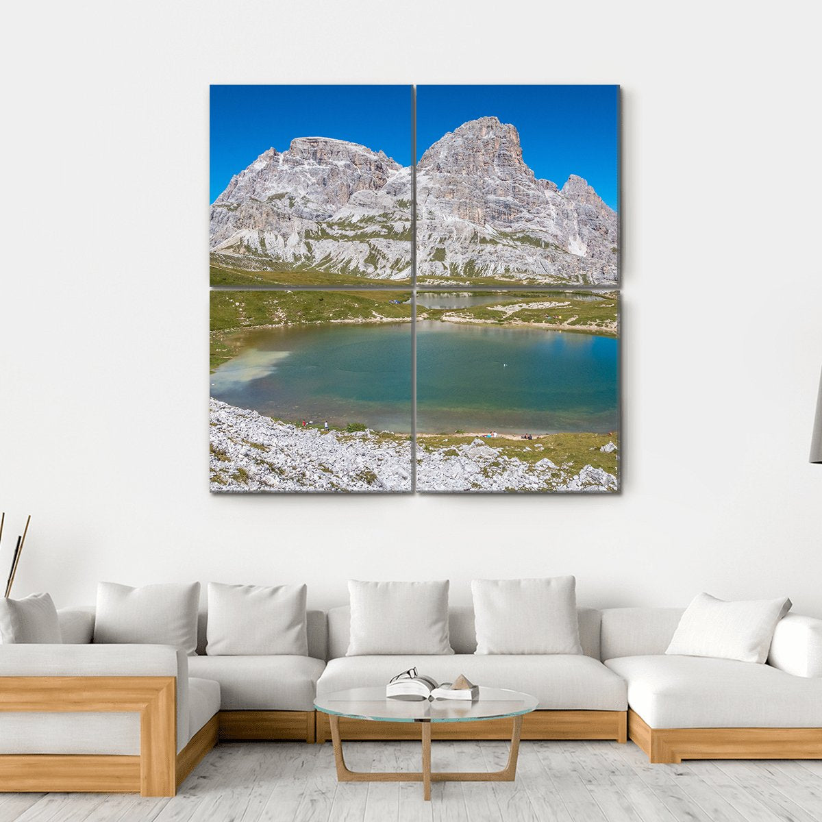 Tre Cime Lake In Dolomites In Italy Canvas Wall Art-4 Square-Gallery Wrap-17" x 17"-Tiaracle