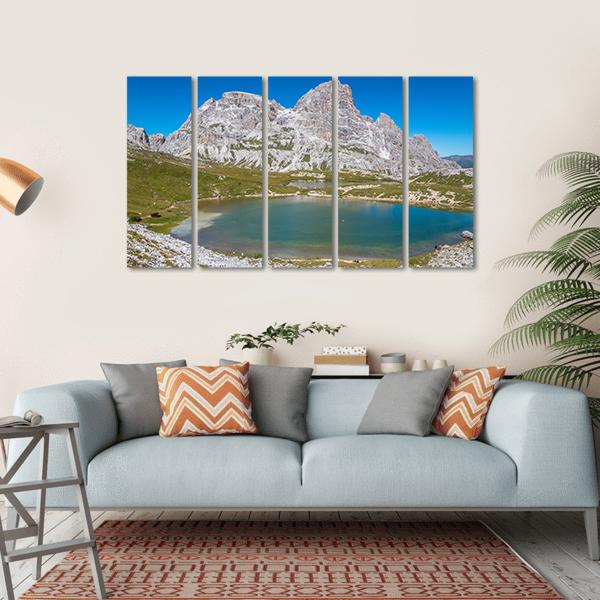 Tre Cime Lake In Dolomites In Italy Canvas Wall Art-5 Horizontal-Gallery Wrap-22" x 12"-Tiaracle