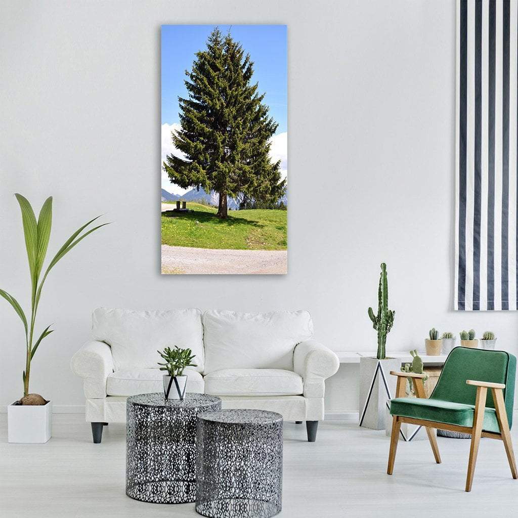 Tree Conifer Landscape Vertical Canvas Wall Art-1 Vertical-Gallery Wrap-12" x 24"-Tiaracle