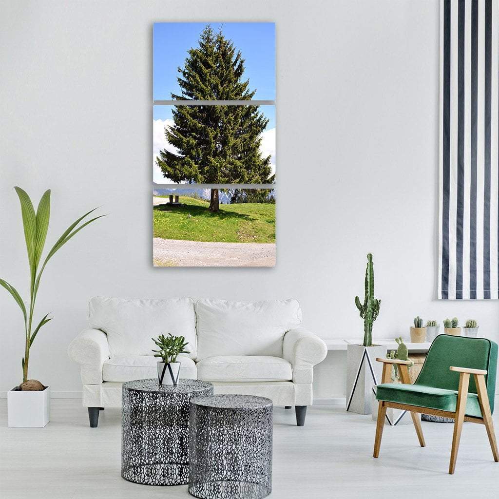 Tree Conifer Landscape Vertical Canvas Wall Art-1 Vertical-Gallery Wrap-12" x 24"-Tiaracle