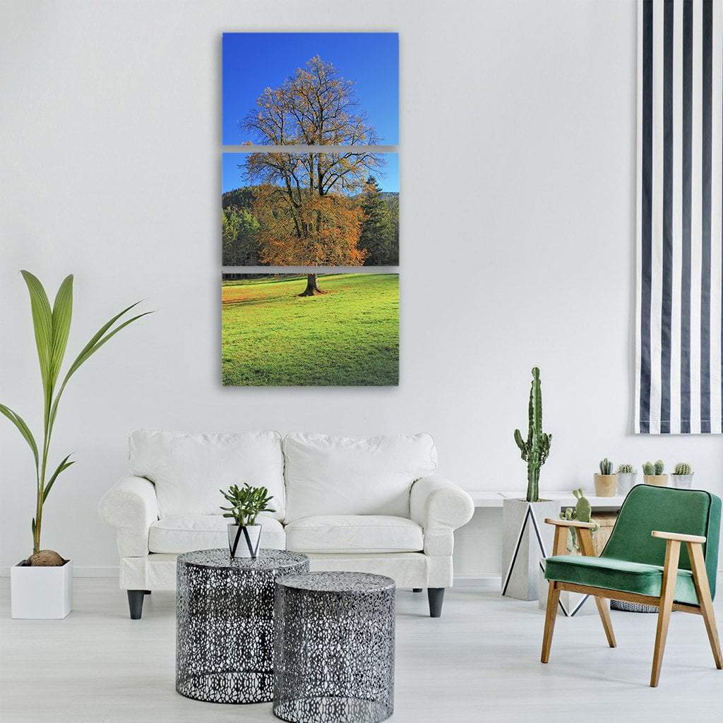 Tree In Autumn Season Vertical Canvas Wall Art-1 Vertical-Gallery Wrap-12" x 24"-Tiaracle