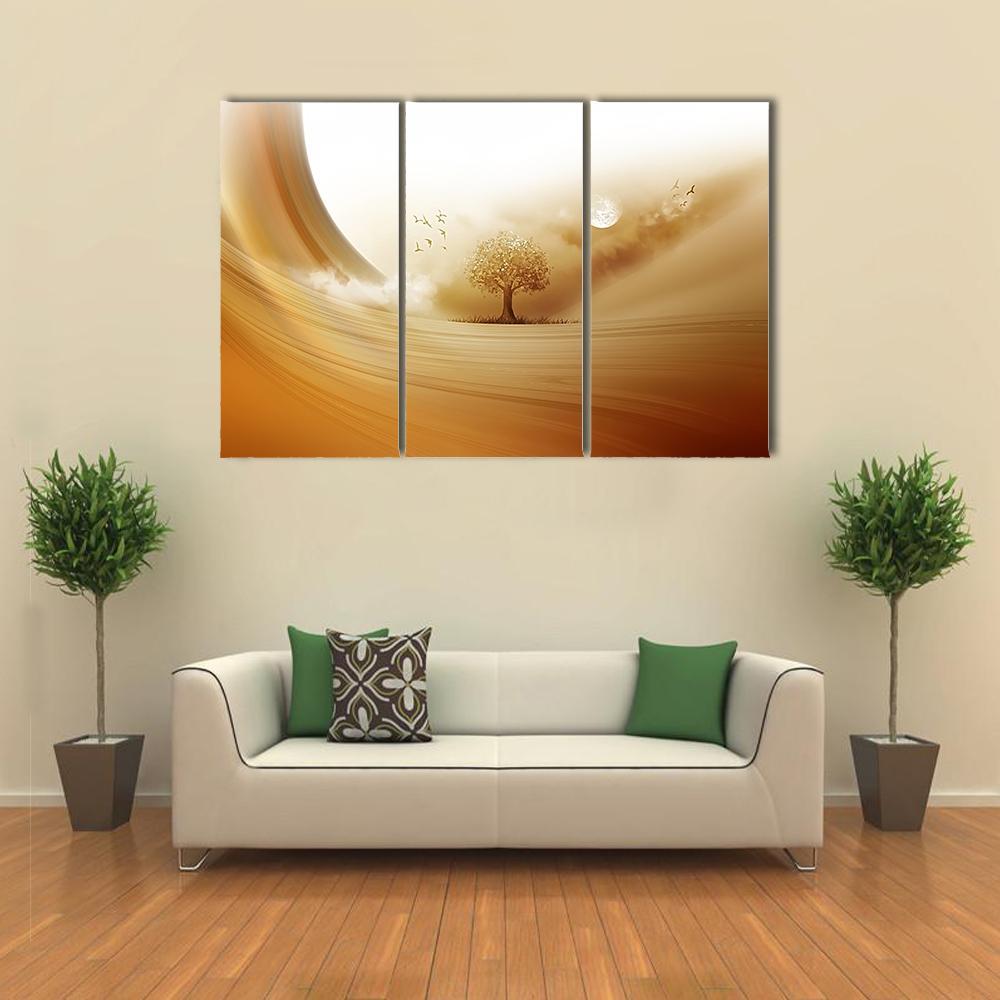 Tree In The Desert Canvas Wall Art-3 Horizontal-Gallery Wrap-37" x 24"-Tiaracle