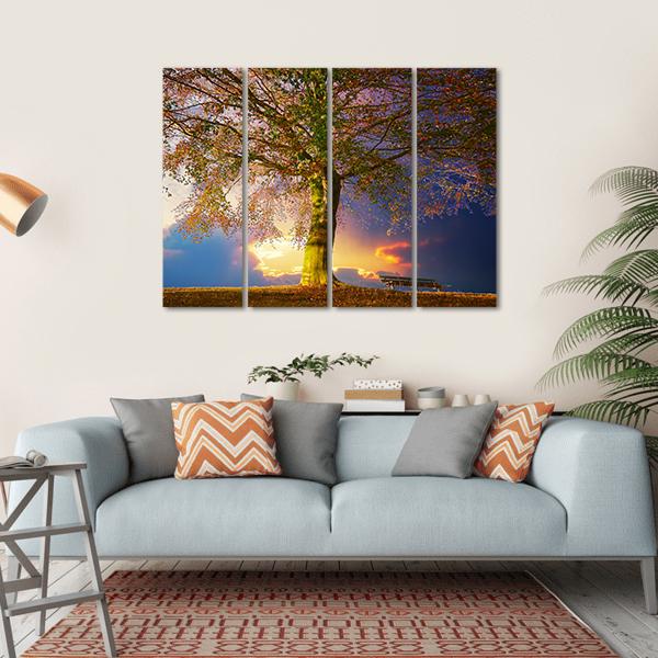 Tree In The Park Canvas Wall Art-4 Horizontal-Gallery Wrap-34" x 24"-Tiaracle