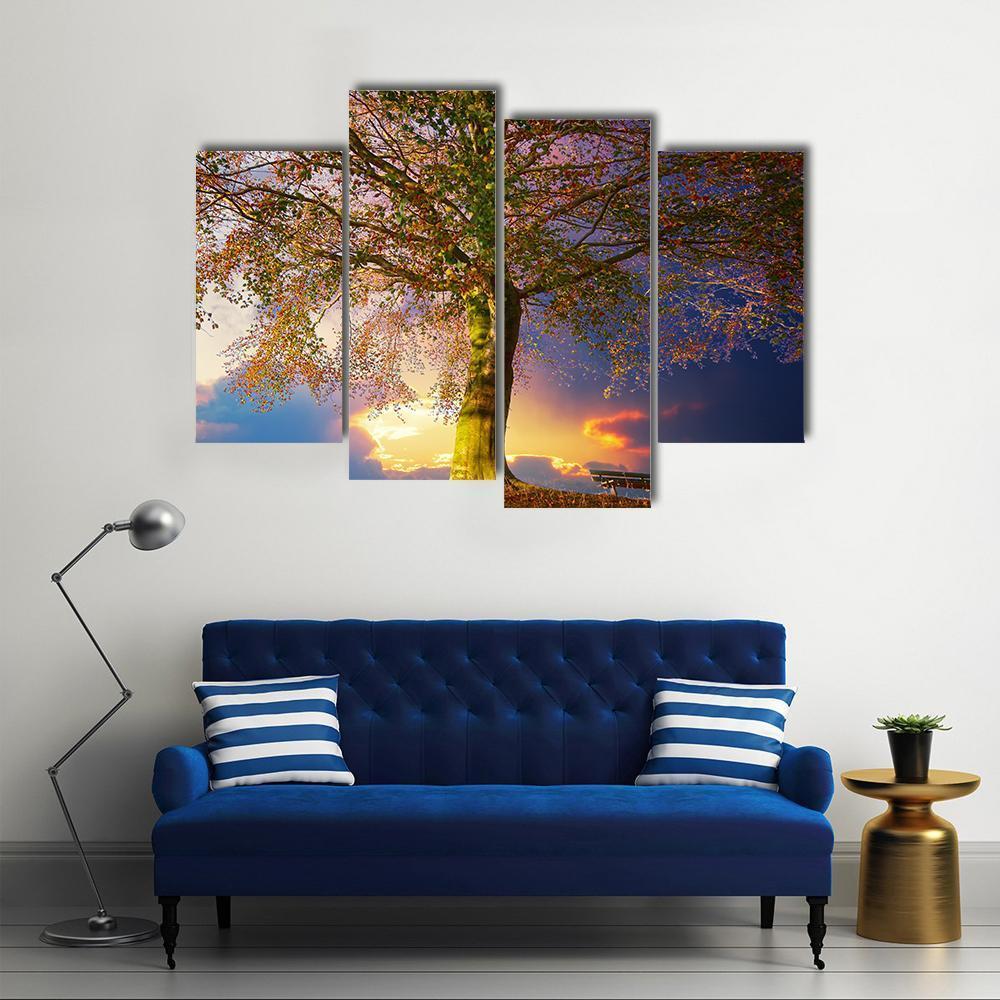 Tree In The Park Canvas Wall Art-4 Pop-Gallery Wrap-50" x 32"-Tiaracle