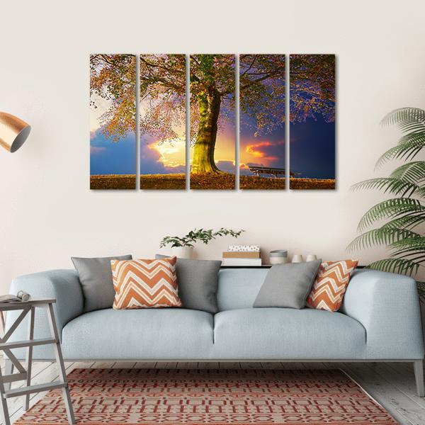 Tree In The Park Canvas Wall Art-5 Horizontal-Gallery Wrap-22" x 12"-Tiaracle