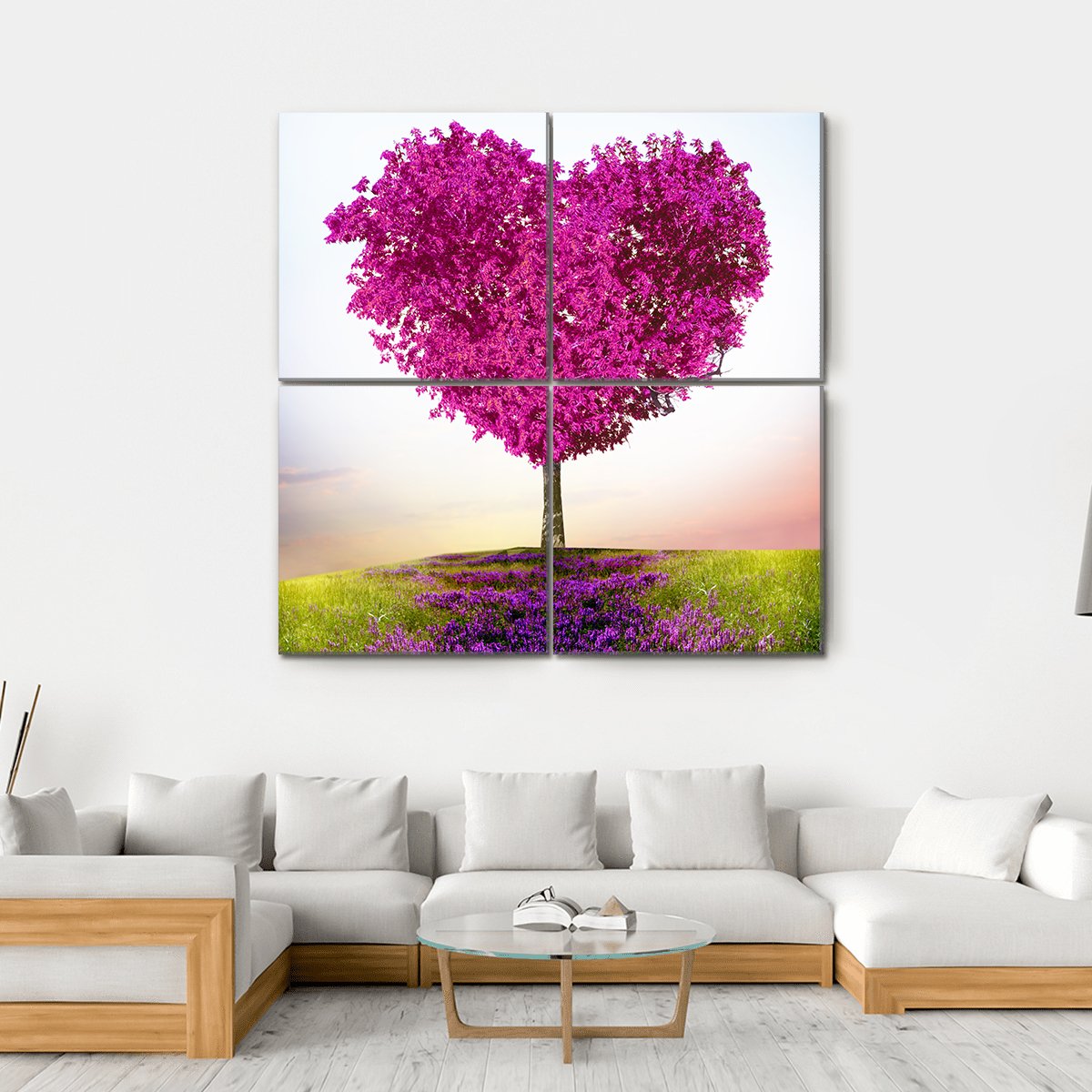Tree Of Love Canvas Wall Art-4 Square-Gallery Wrap-17" x 17"-Tiaracle