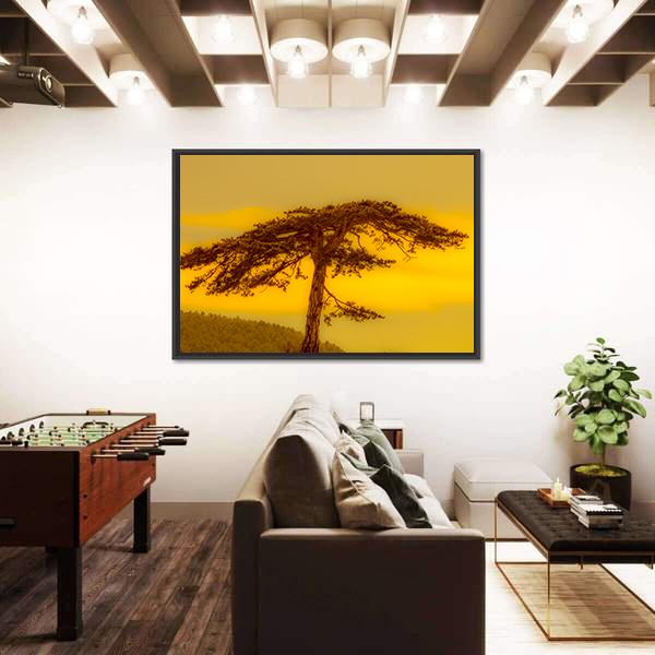 Tree On Hill Canvas Wall Art-3 Horizontal-Gallery Wrap-25" x 16"-Tiaracle