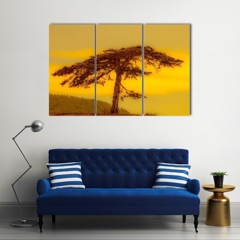 Tree On Hill Canvas Wall Art-3 Horizontal-Gallery Wrap-37" x 24"-Tiaracle