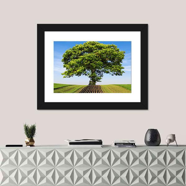 Tree On Hill Vertical Canvas Wall Art-3 Vertical-Gallery Wrap-12" x 25"-Tiaracle