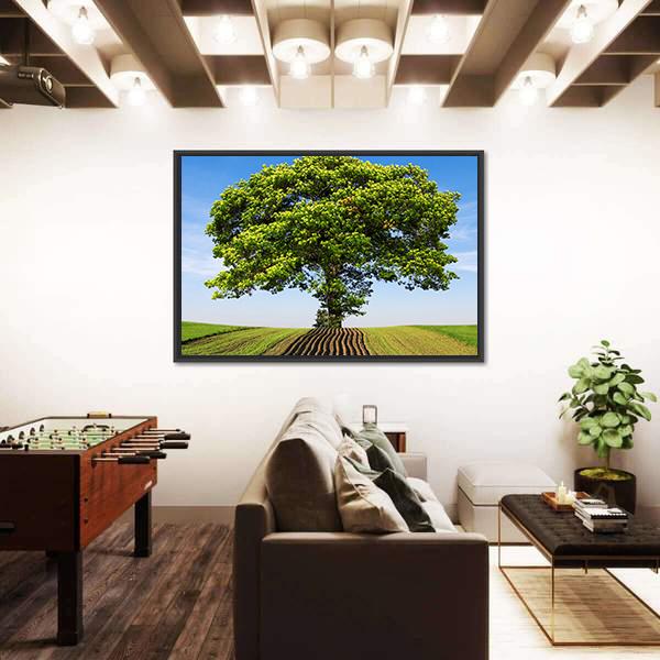 Tree On Hill Vertical Canvas Wall Art-3 Vertical-Gallery Wrap-12" x 25"-Tiaracle