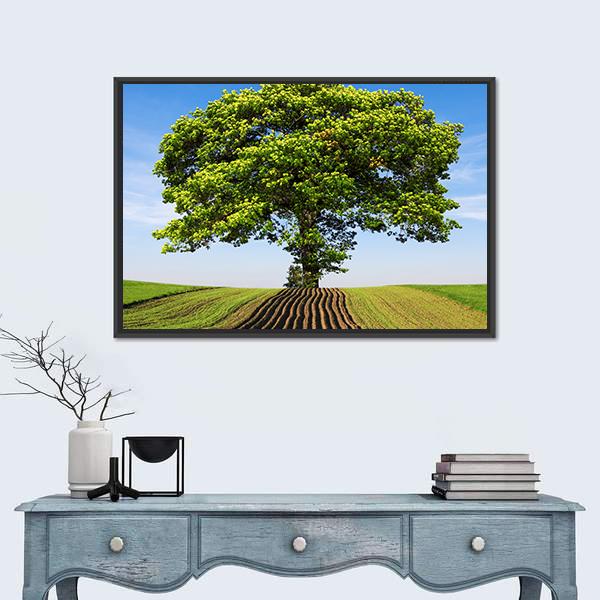 Tree On The Hill Canvas Wall Art-5 Horizontal-Gallery Wrap-22" x 12"-Tiaracle