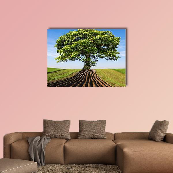 Tree On The Hill Canvas Wall Art-1 Piece-Gallery Wrap-48" x 32"-Tiaracle