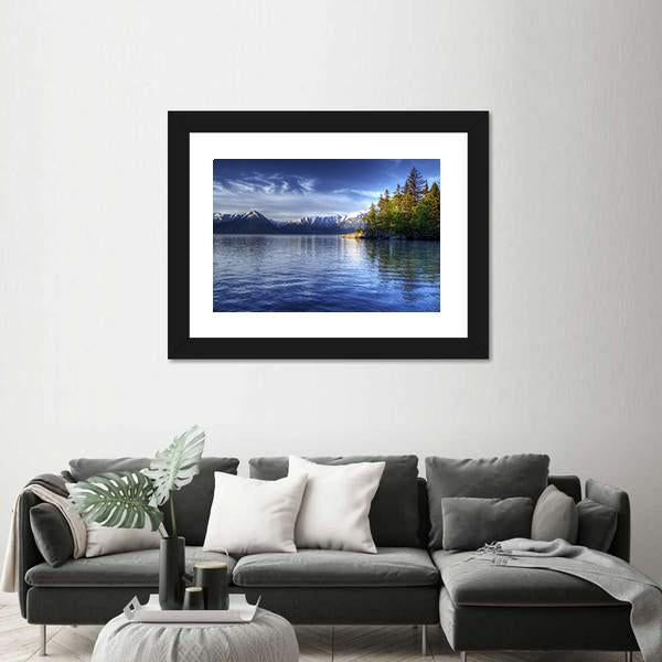 Tree Reflections In Water Of Turnagain Arm Canvas Wall Art-1 Piece-Framed Print-20" x 16"-Tiaracle
