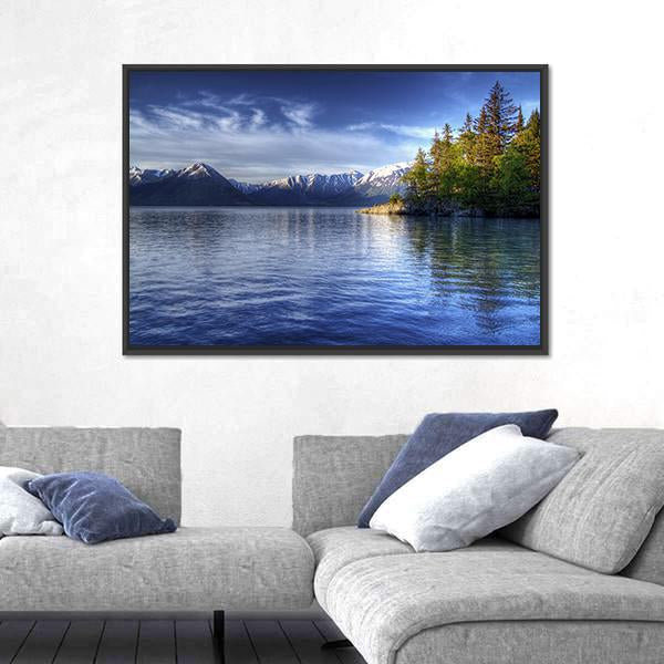 Tree Reflections In Water Of Turnagain Arm Canvas Wall Art-1 Piece-Floating Frame-24" x 16"-Tiaracle