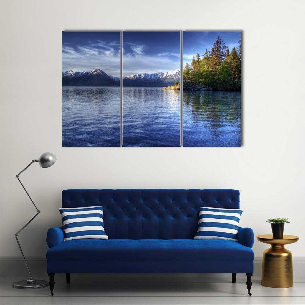 Tree Reflections In Water Of Turnagain Arm Canvas Wall Art-3 Horizontal-Gallery Wrap-37" x 24"-Tiaracle