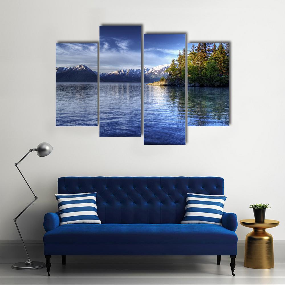 Tree Reflections In Water Of Turnagain Arm Canvas Wall Art-4 Pop-Gallery Wrap-50" x 32"-Tiaracle