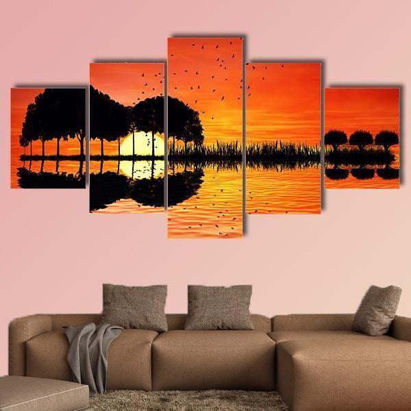 Trees Arranged In A Shape Of A Guitar Canvas Wall Art-5 Star-Gallery Wrap-62" x 32"-Tiaracle