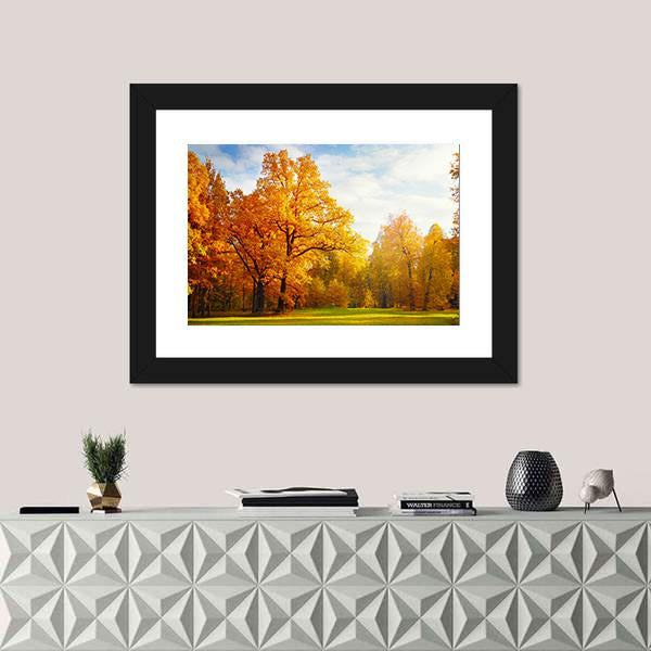 Trees In Autumn Landscape Canvas Wall Art-3 Horizontal-Gallery Wrap-25" x 16"-Tiaracle