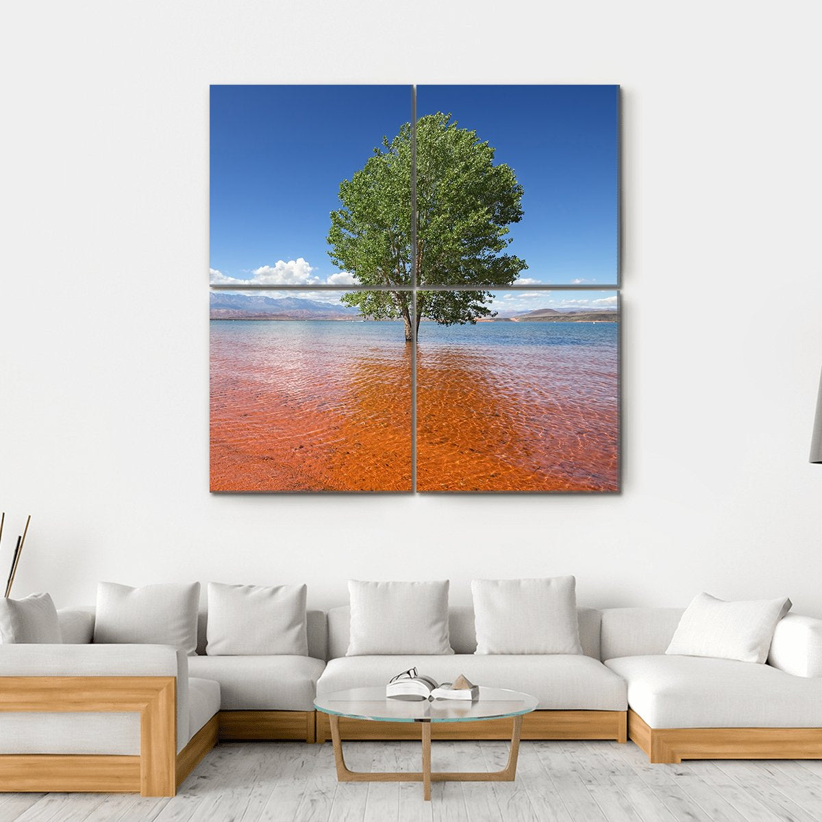Trees In The Water Sand Hollow State Park Canvas Wall Art-4 Square-Gallery Wrap-17" x 17"-Tiaracle