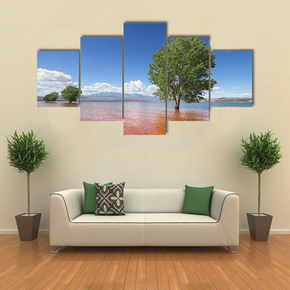 Trees In The Water Sand Hollow State Park Canvas Wall Art-5 Star-Gallery Wrap-62" x 32"-Tiaracle