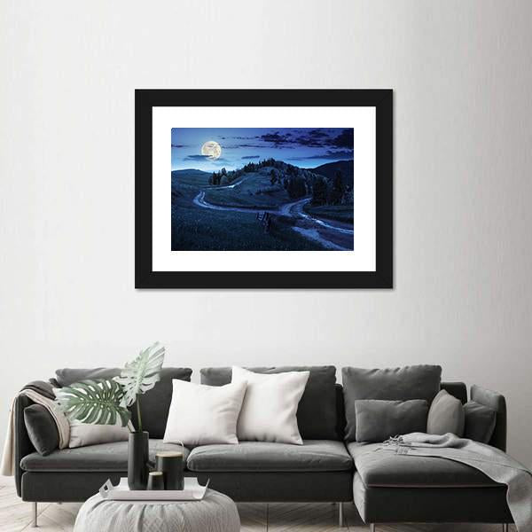 Trees Of Forest In Mountains Canvas Wall Art-1 Piece-Framed Print-20" x 16"-Tiaracle