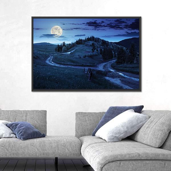 Trees Of Forest In Mountains Canvas Wall Art-1 Piece-Floating Frame-24" x 16"-Tiaracle