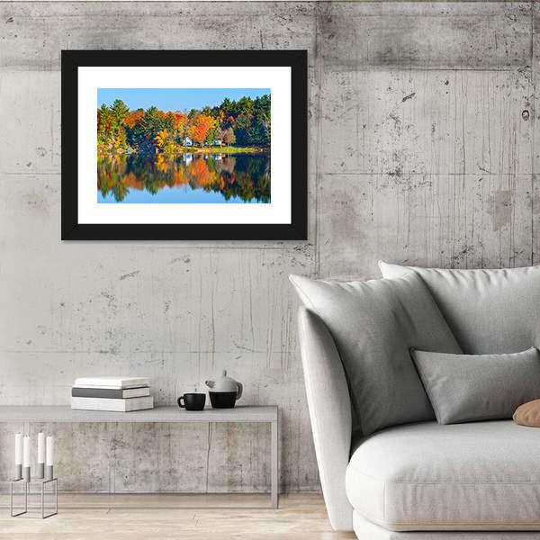 Trees Reflecting In A Calm Lake Canvas Wall Art-3 Horizontal-Gallery Wrap-25" x 16"-Tiaracle