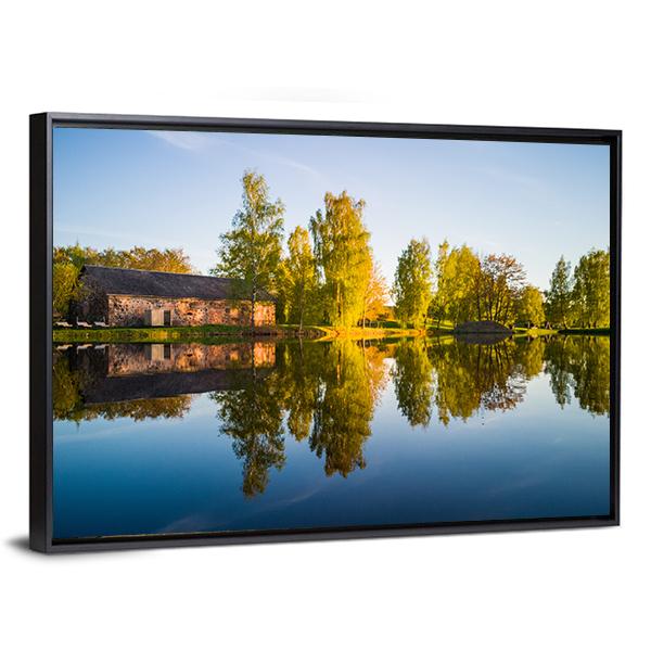 Trees Reflection In The Lake Canvas Wall Art-3 Horizontal-Gallery Wrap-25" x 16"-Tiaracle