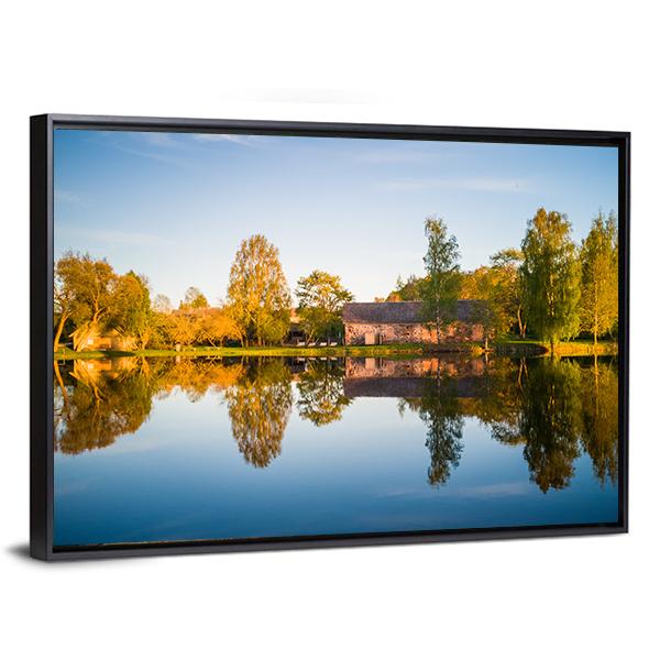 Trees Reflection In The Lake Canvas Wall Art-3 Horizontal-Gallery Wrap-25" x 16"-Tiaracle