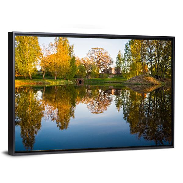 Trees Reflection In The Lake Canvas Wall Art-3 Horizontal-Gallery Wrap-25" x 16"-Tiaracle