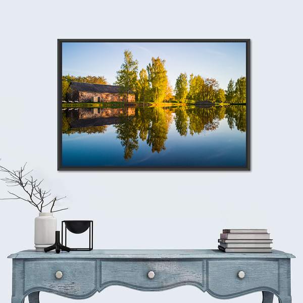 Trees Reflection In The Lake Canvas Wall Art-3 Horizontal-Gallery Wrap-25" x 16"-Tiaracle