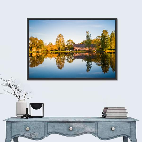 Trees Reflection In The Lake Canvas Wall Art-3 Horizontal-Gallery Wrap-25" x 16"-Tiaracle