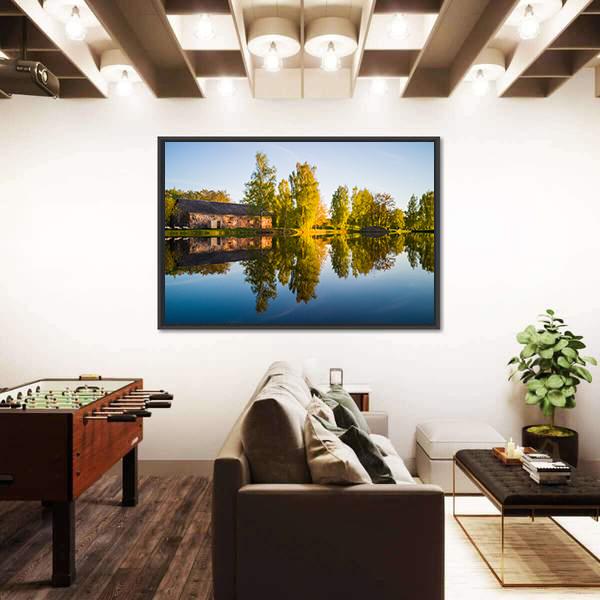Trees Reflection In The Lake Canvas Wall Art-3 Horizontal-Gallery Wrap-25" x 16"-Tiaracle
