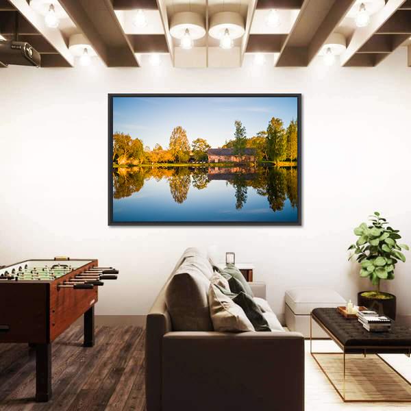 Trees Reflection In The Lake Canvas Wall Art-3 Horizontal-Gallery Wrap-25" x 16"-Tiaracle