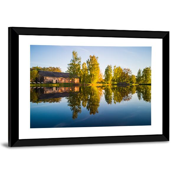 Trees Reflection In The Lake Canvas Wall Art-3 Horizontal-Gallery Wrap-25" x 16"-Tiaracle