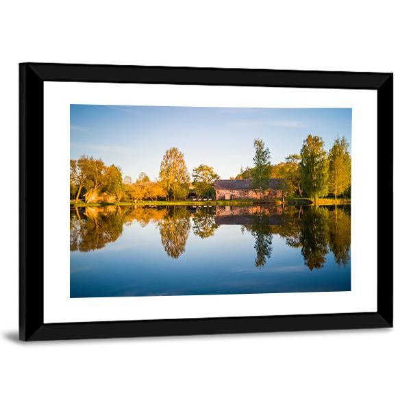 Trees Reflection In The Lake Canvas Wall Art-3 Horizontal-Gallery Wrap-25" x 16"-Tiaracle
