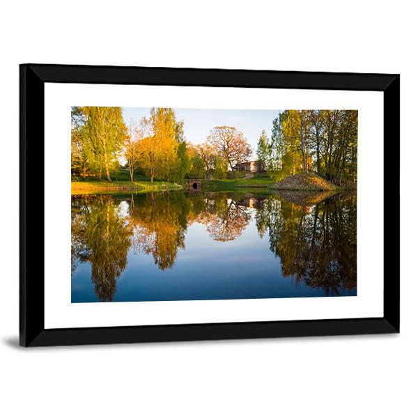 Trees Reflection In The Lake Canvas Wall Art-3 Horizontal-Gallery Wrap-25" x 16"-Tiaracle