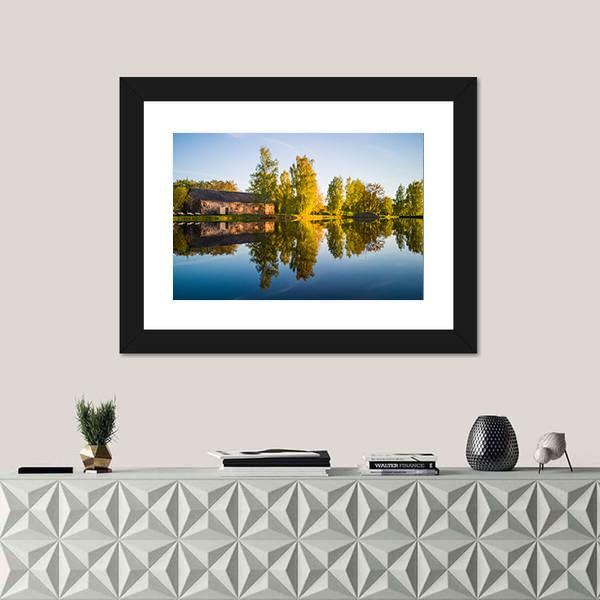 Trees Reflection In The Lake Canvas Wall Art-3 Horizontal-Gallery Wrap-25" x 16"-Tiaracle