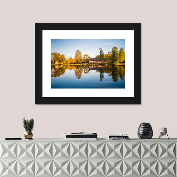 Trees Reflection In The Lake Canvas Wall Art-3 Horizontal-Gallery Wrap-25" x 16"-Tiaracle