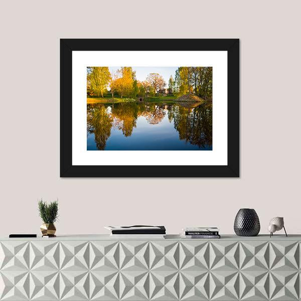 Trees Reflection In The Lake Canvas Wall Art-3 Horizontal-Gallery Wrap-25" x 16"-Tiaracle
