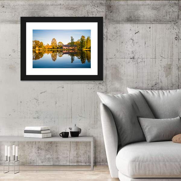 Trees Reflection In The Lake Canvas Wall Art-3 Horizontal-Gallery Wrap-25" x 16"-Tiaracle