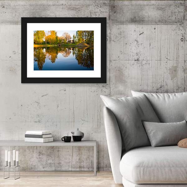 Trees Reflection In The Lake Canvas Wall Art-3 Horizontal-Gallery Wrap-25" x 16"-Tiaracle
