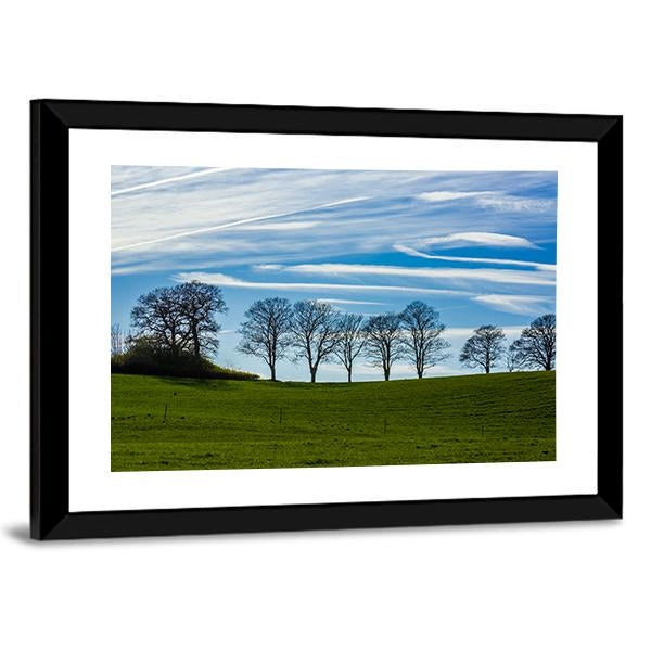 Trees Silhouetted Against A Blue Sky Canvas Wall Art-3 Horizontal-Gallery Wrap-25" x 16"-Tiaracle