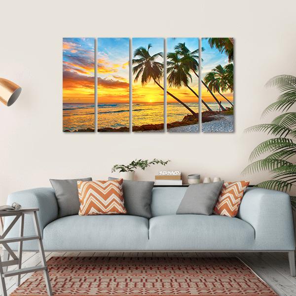 Trees With Sea Canvas Wall Art-5 Horizontal-Gallery Wrap-22" x 12"-Tiaracle