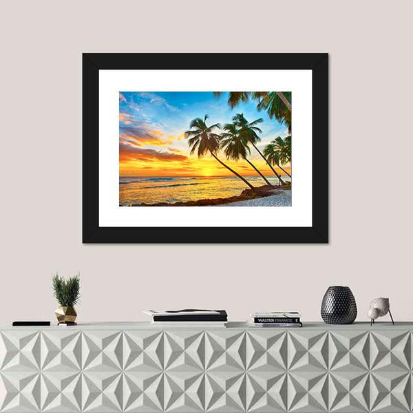 Trees With Sea Canvas Wall Art-5 Horizontal-Gallery Wrap-22" x 12"-Tiaracle