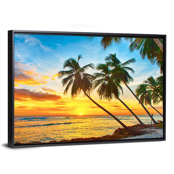 Trees With Sea Canvas Wall Art-5 Horizontal-Gallery Wrap-22" x 12"-Tiaracle